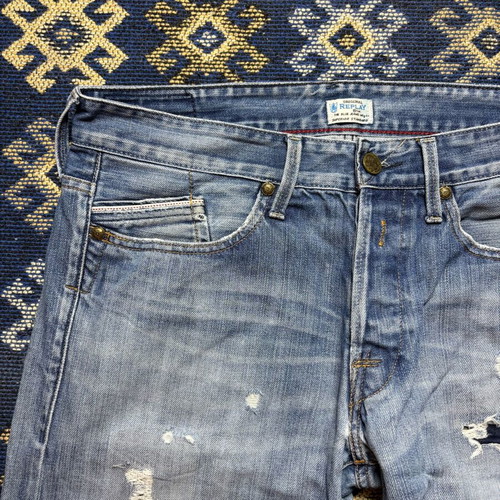 Replay vintage skinny jeans men's medium like new, blue with rips