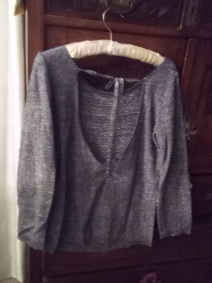 Gray Silver Backless Blouse like new, medium size, long sleeve