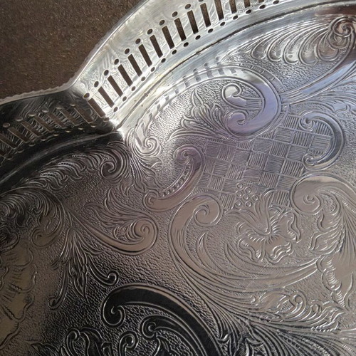 Large Silver Plated on Copper Sheffield Tray 30x45 cm