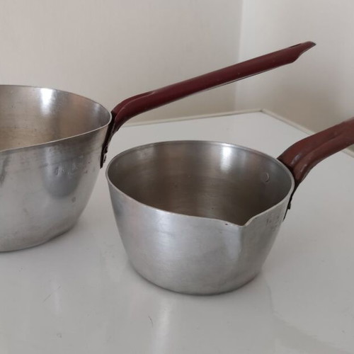 Vintage aluminum kitchenware set used, 2 pieces