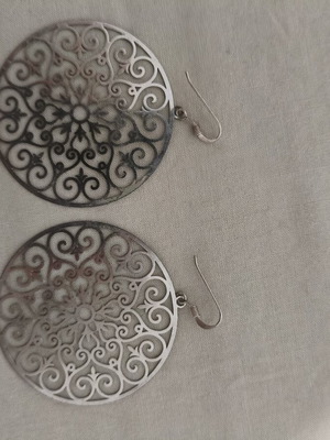 Vintage Boho Κρεμαστά Σκουλαρίκια Μαντάλα από Ατσάλι σαν καινούργιο
