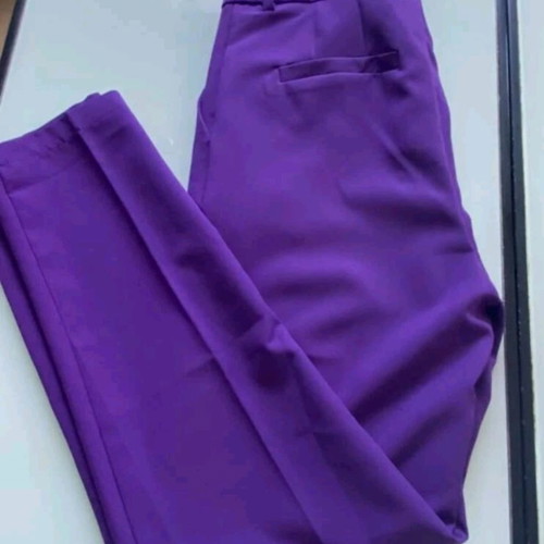 Purple high-waisted pants with box belt size 12 in excellent condition