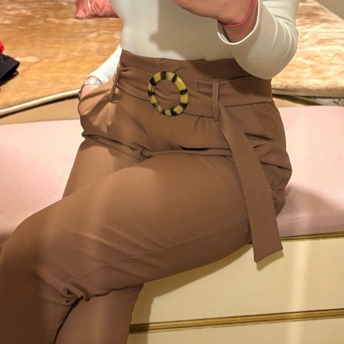 BSB camel pants like new, size S, high-waisted with belt