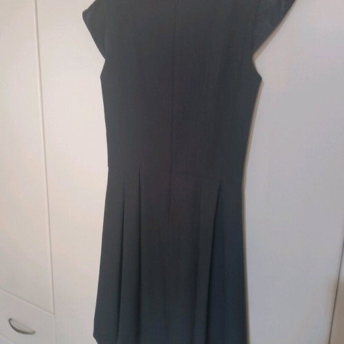 Grey dress short-sleeved like new with leather details