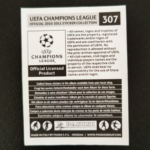 Francesco Totti Panini UEFA Champions League 2010-2011 Sticker
