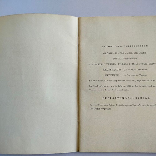 Stamp booklet 1961 used, German edition with lithograph designs