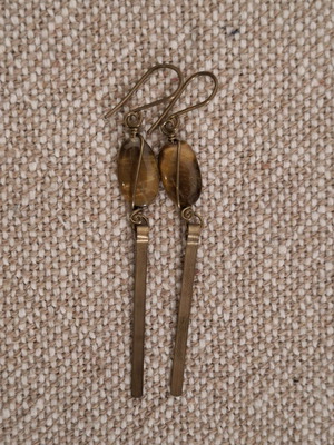 Tiger earrings handmade like new with tiger's eye stone