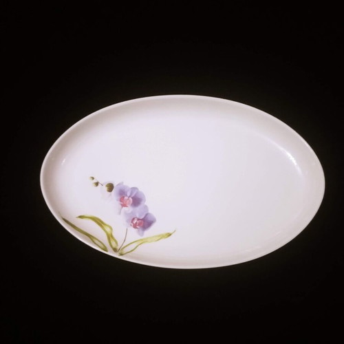 Oval serving platter like new, Ionia Greece porcelain with orchid design