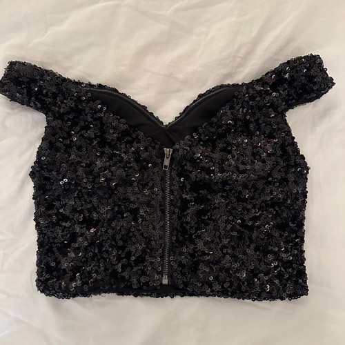 Cruise by Glamazons sequin black bustier top new size large