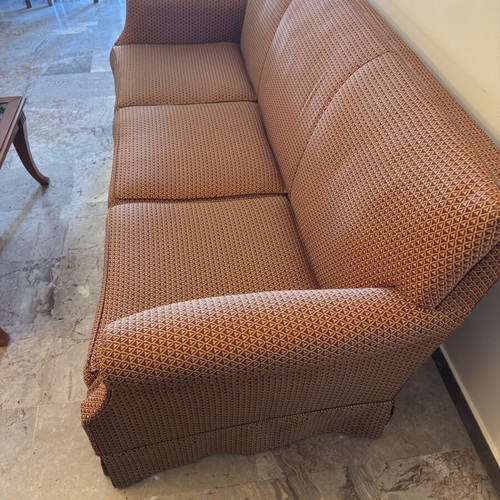 Sofa three-seater used, classic style with throw included