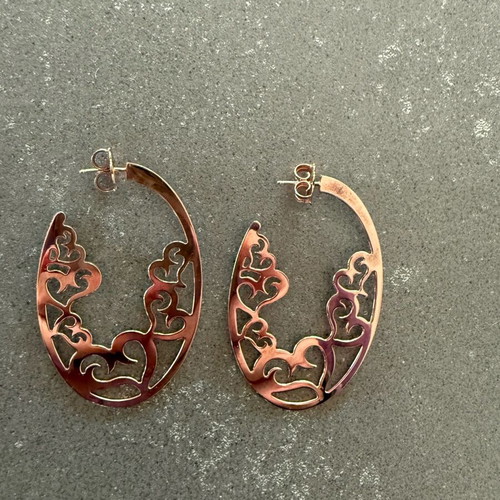 925 Silver Earrings in Rose Gold Tone like new