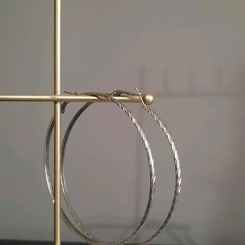 Silver Steel Hoop Earrings used, large size