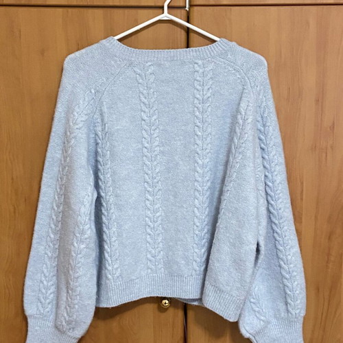 H&M baby blue knitted cardigan like new, size Large