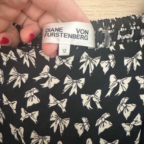 Diane von Furstenberg Joanna φόρεμα μαύρο και μπεζ με σχέδιο φιόγκων σαν καινούργιο