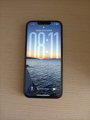 iPhone 14 Midnight Blue with case and screen protector