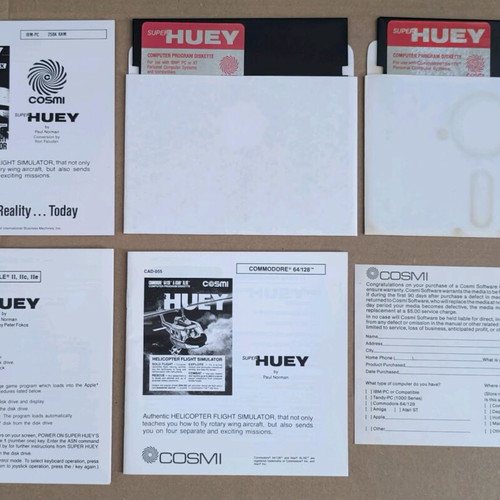 Super Huey UH-IX (Cosmi) PC Disks 5.25" like new, Big Box