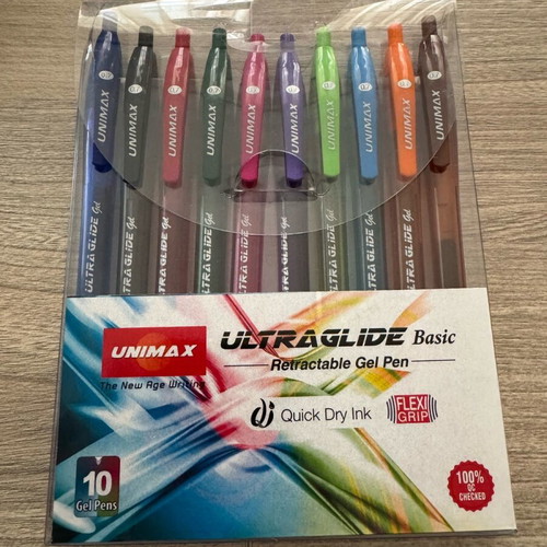 Unimax Ultraglide pen set of 10 new, mix colours