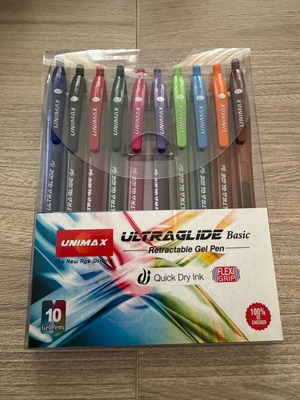 Unimax Ultraglide pen set of 10 new, mix colours