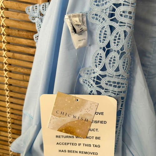 Chicwish Light Blue Lace Midi Dress Size M