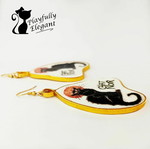 Σκουλαρίκια Art Nouveau "Le chat noir" χειροποίητα, καινούργια, πολύχρωμα
