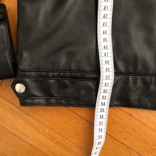 Black biker faux leather jacket used, size S/M