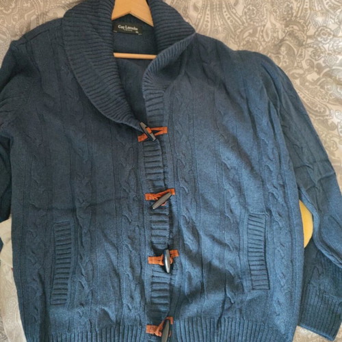 Guy Laroche men's knitted cardigan blue like new, size XXL