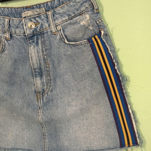 Mini denim skirt Bershka like new, size 38, blue multicolor