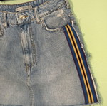Mini denim skirt Bershka like new, size 38, blue multicolor
