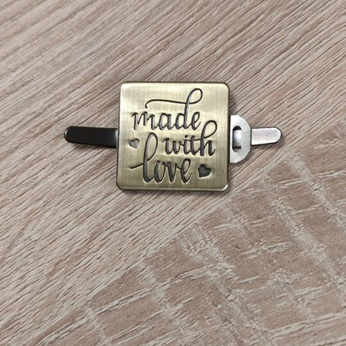 Decorative metal label with love new, bronze, black, nickel