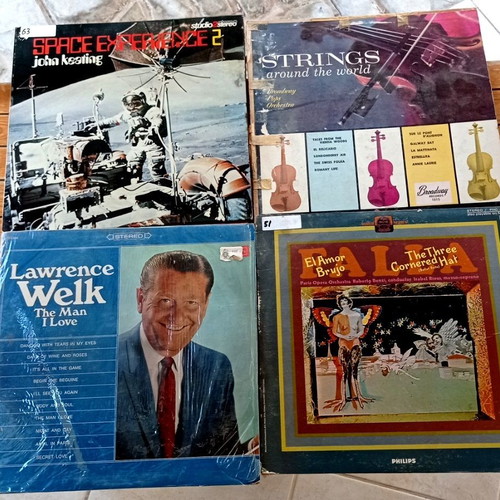 Vintage vinyl records lot, 4 LPs including Space Experience 2 and El Amor Brujo