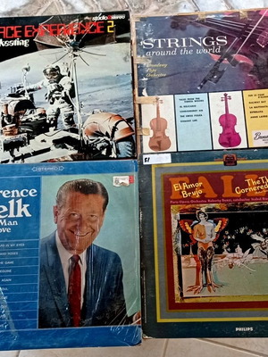 Vintage vinyl records lot, 4 LPs including Space Experience 2 and El Amor Brujo