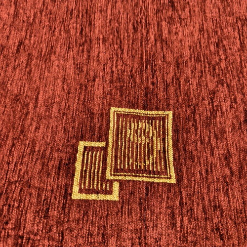 Throw blanket used, 1.50 x 1.40 m, burgundy with beige design