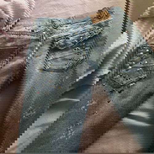 Sugar Care дънкова бермуди размер s-m, ръчно изработени японски с органичен памук