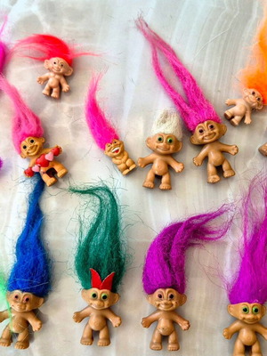 Troll Dolls used, set with pencil cases