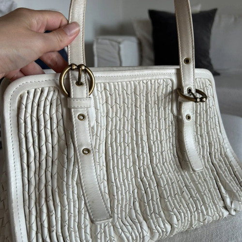 Bottega Veneta white leather shoulder bag used