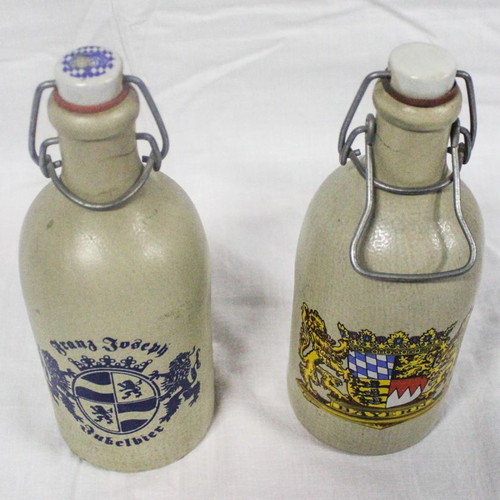 Old German beer bottles with porcelain cap used, pack of two