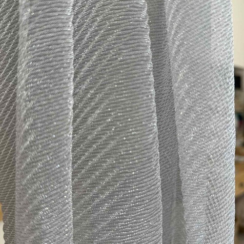 Thin semi-transparent pashmina with silver thread new in red and silver