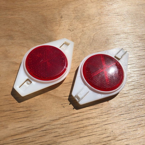 Pair of bicycle spoke reflectors red new