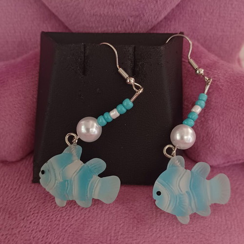 Antica Murrina Murano earrings with fish and pearls like new