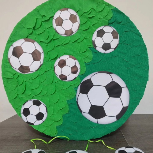 Handmade round football piñata made to order