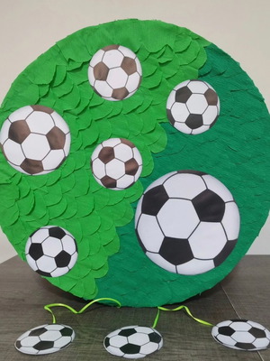 Handmade round football piñata made to order