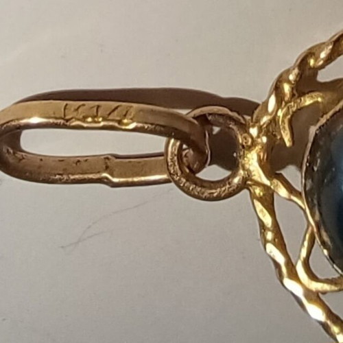 Gold K14 double-sided vintage mataki pendant