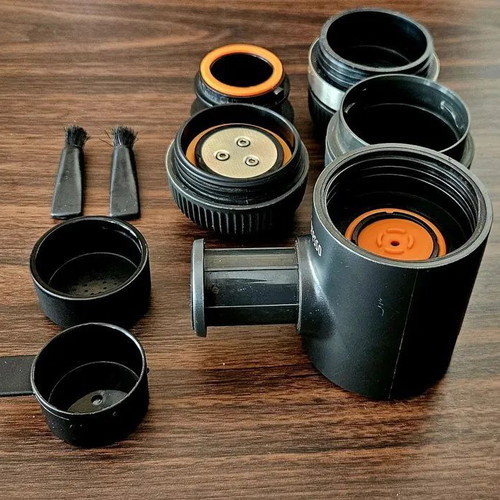 Wacaco Nanopresso Black portable espresso maker like new with 2 adapters