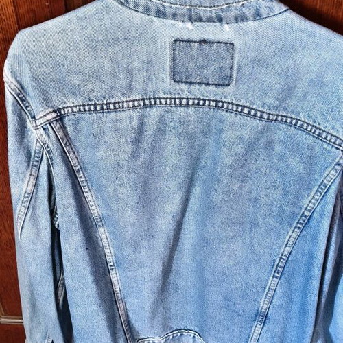Levis jacket men's used, blue, size L with minor sleeve wear