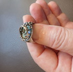 Silver 925 ring with gears and enamel, handmade, like new
