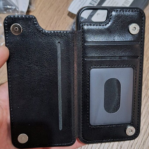 Leather case black for iPhone 6S with card slots new, 3 pcs