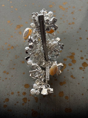 Poirier BB-262 bridal hair accessory silver with pearls and crystals new