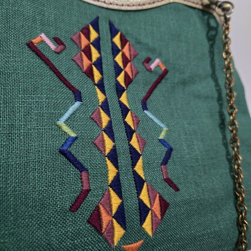 Handmade shoulder bag new, multicolored green