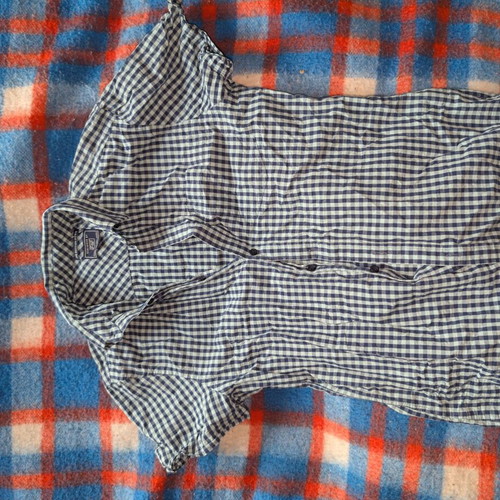 Short-sleeve men's shirt like new, blue and white, sizes M and S