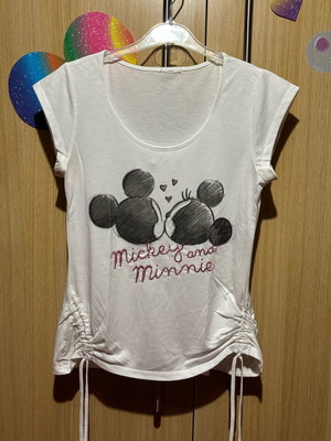 T-shirt with Mickey and Minnie like new, white, size M